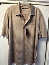 New W/Tags Greg Norman Athletic Performance Play Dry Polo Shirt Sand Men  s Large