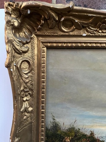 Antique Painting (c. 1900) : A Rest by the Wayside, oil on canvas - Picture 8 of 9