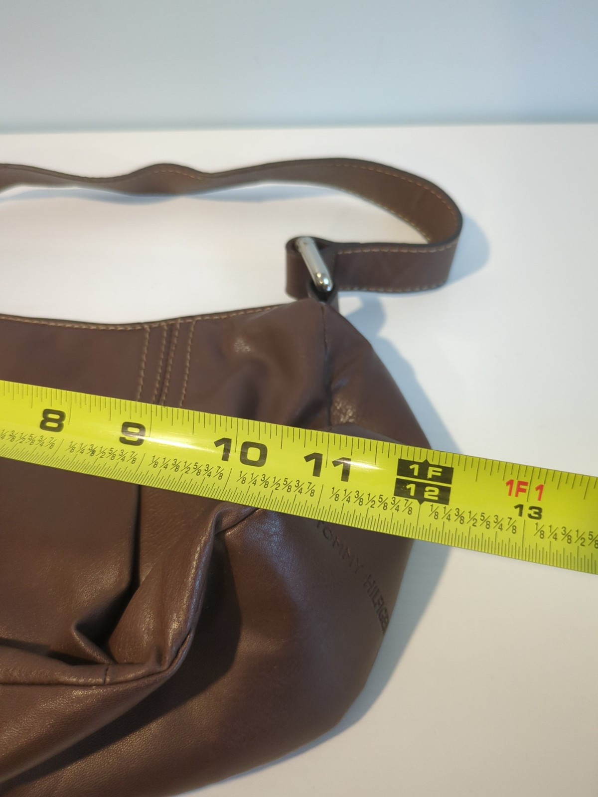 Tommy Hilfiger Signature Logo Vintage Purse Handbag Hobo Shoulder Bag Brown thumbnail 8