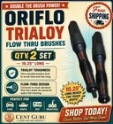 Qty 2 Oriflo Trialoy 10.25” Long Flow Thru Parts Brushes No Hose Black New Set