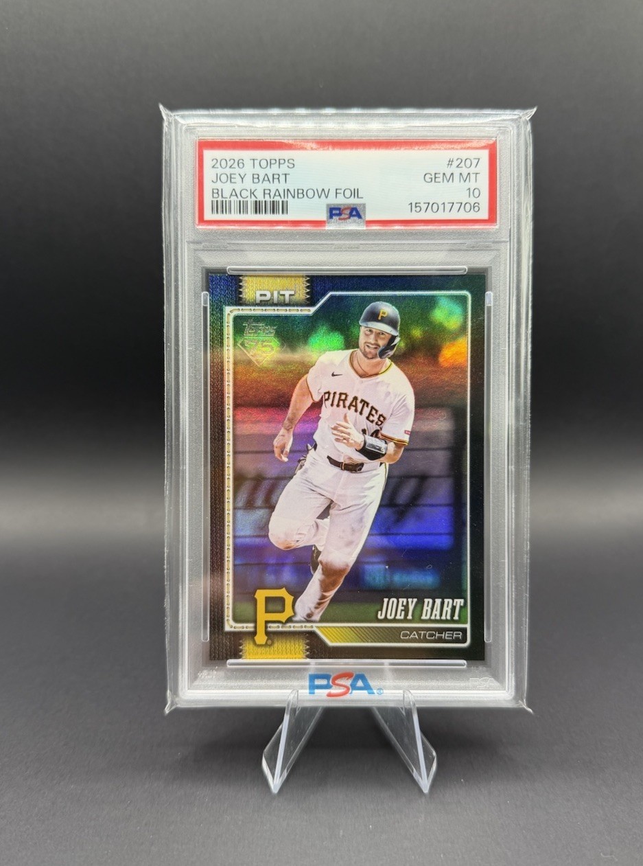Topps 2026 Series 1 Joey Bart Pirates Black Rainbow Foil #207  /10 PSA 10