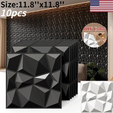 10PCS 3D Wall Panels Diamond Design Textured Accent PVC Wall Background Decor