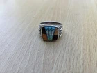 Men's Size 13 Vintage Sterling Silver Southwestern Multi-precious Stone Ring