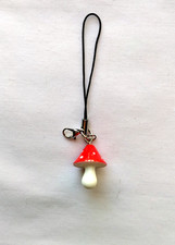 Red Mushroom Phone Charm Dangle Lanyard Hanging Pendant Car Decor Handmade