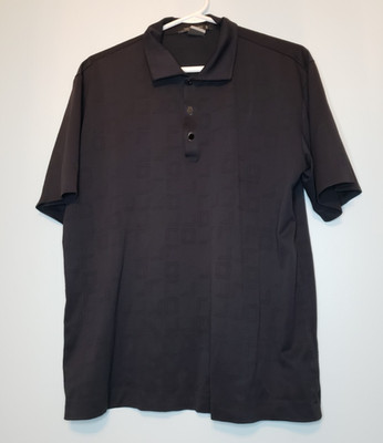 Tiger Woods Platinum Mens Sz M Polo Shirt Short Sleeve Button Neck Black Nike 