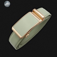 Automatic Buckle Waist Belt Genuine Leather Men's Black Business Jeans Belts