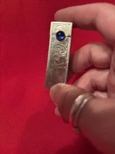 Antique Vintage 800 Sterling Silver Lipstick Case Compact Mirror Etched W/Box