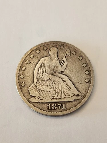 1871 S FINE+++ TOUGH TO FIND SEATED LIBERTY HALF DOLLAR SCARCE