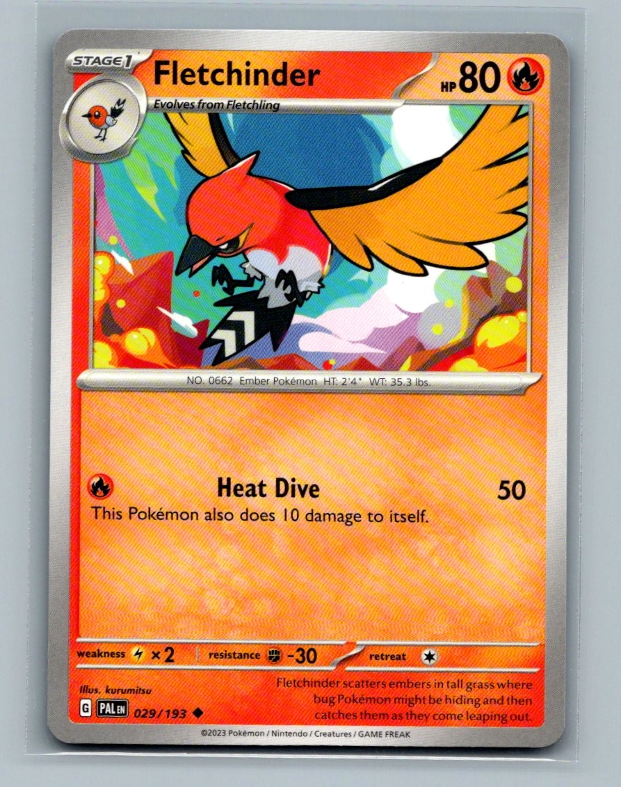Fletchinder 029/193 Uncommon Paldea Evolved Pokemon Near Mint