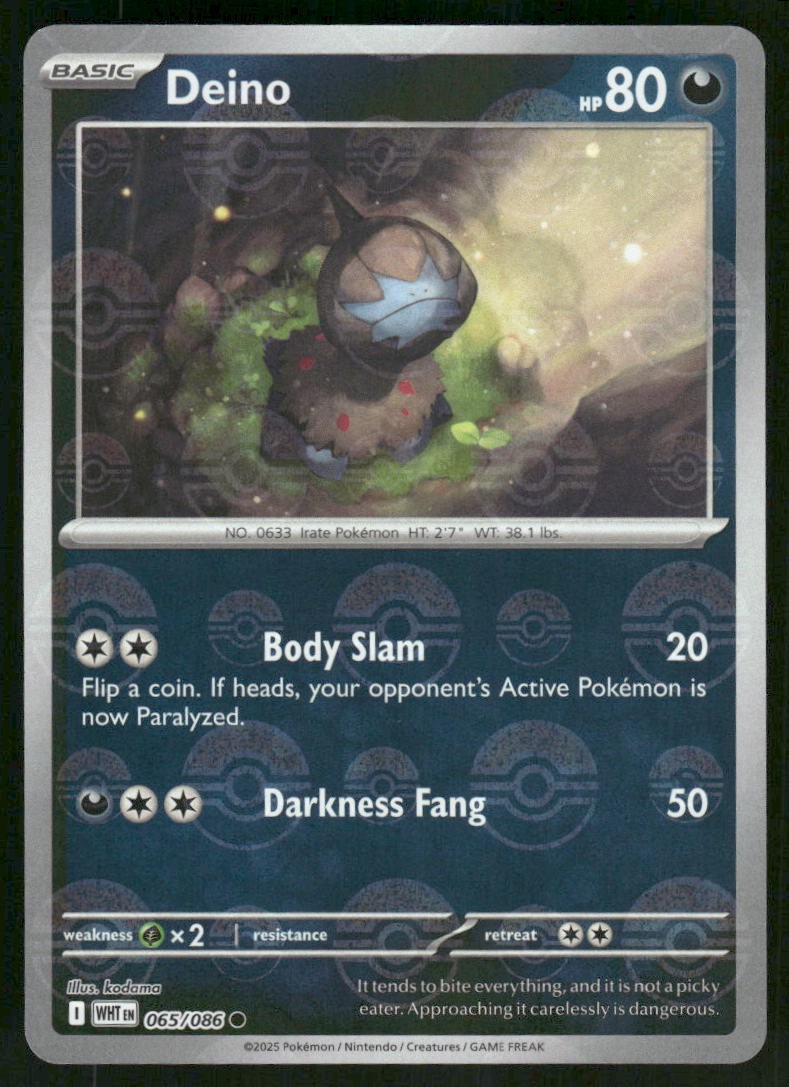 Deino (Poke Ball Pattern) 065/086 Common Holo NM Pokemon SV: White Flare