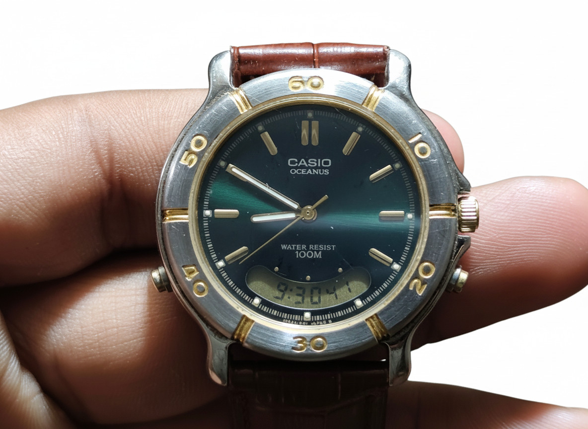 388 Dial AW-502 Module Watch Casio Mens Ana-Digi Green Rare 100M Oceanus Vintage - VintageWatches.PK 388 Dial AW-502 Module Watch Casio Mens Ana-Digi Green Rare 100M Oceanus Vintage - vintagewatches.pk