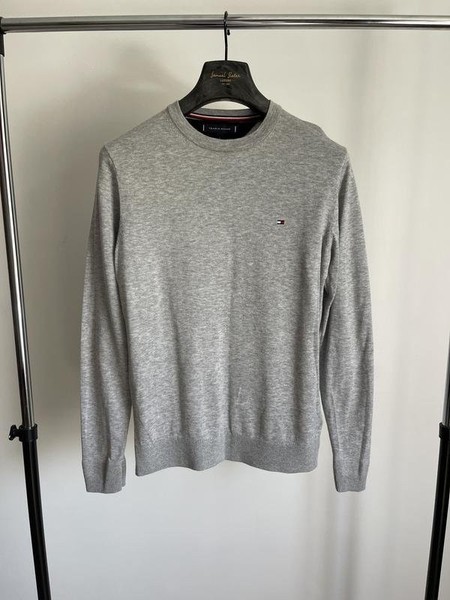 Men Tommy Hilfiger Sweater Grey Cotton Silk 36 / S