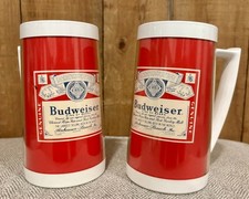 Vintage Budweiser West Bend Thermo Serv 12 oz Beer Mug Set of 2 Made in USA
