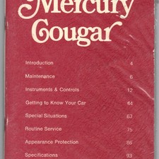 1977 Mercury Cougar Owners Manual 1977 Mercury Cougar Owners Manual