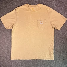 Carhartt Shirts Mens L Beige Cotton Short Sleeve Pocket Work Original Fit K87