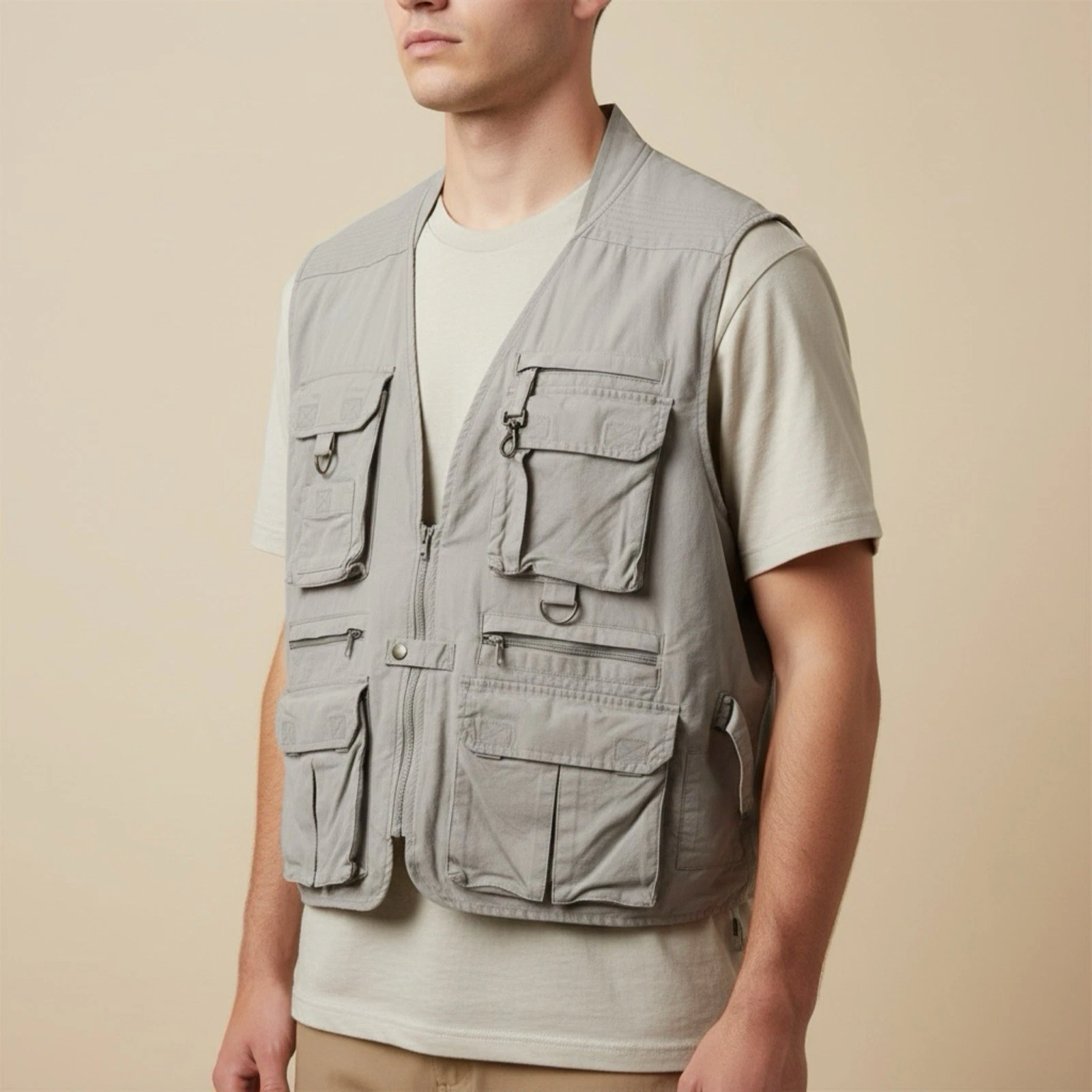 Cabelas Vest Mens XL Beige Safari Utility Vented Fishing Hunting Outdoor Safari