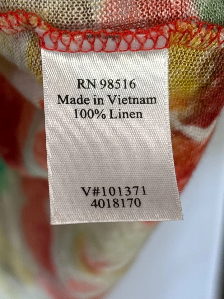 Top Coldwater Creek Mujer Estampado Floral Lino XL Abstracto Colorido Boho Retro Foto 4 de 4