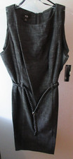 NWT AGB Women's Dress Black Knee Length Zip Closure Size 16 Cotton Poly Spandex