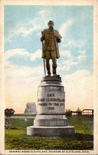 Vintage Gen. Moses Cleaveland Statue Postcard Cleveland Ohio Braun