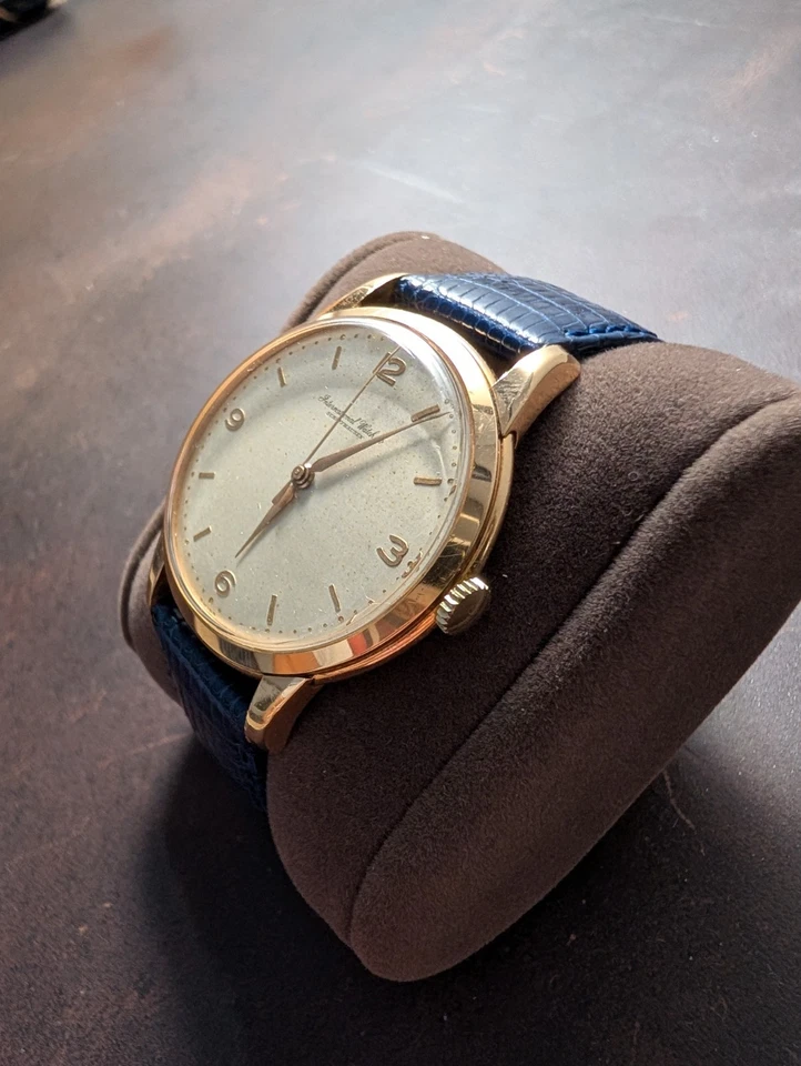 Gran Reloj Mecánico IWC Schaffhausen Oro Rosa 18k Cal 89 con Correa Lagarto Azul Foto 2 de 4