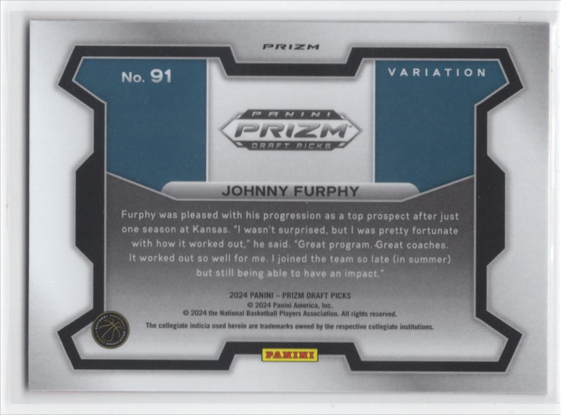 #91 2024-25 Prizm Draft Picks Red Ice Variation Johnny Furphy Rookie