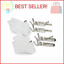 Molex 2 Pin Connector Lot, 6 Matched Sets, w/18-24 AWG w/Pins Mini-Fit Jr