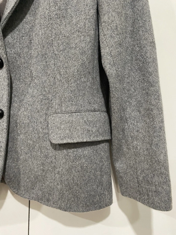 复古 Nor’wester Blazer 女式 15/16 码灰色羊毛尼龙夹克骆驼毛 — 第 4/4 张图片