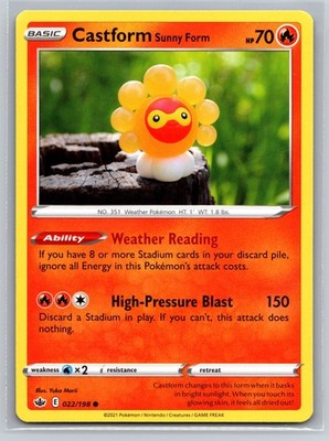 Castform Sunny Form 022/198 Chilling Reign Fire-Type Weather Basic 70 HP TCG