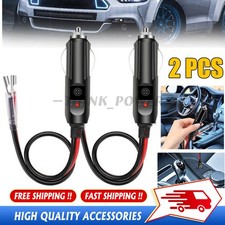 2Pcs Fused Male Car Cigarette Lighter Socket Plug Connector Cable Leads 12V 24V