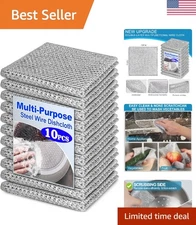 10 Pcs Multipurpose Wire Dishwashing Rag, 7.87" x 7.87" Non Scratch Wire Dish...