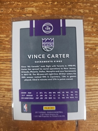2017-18 Donruss Vince Carter Sacramento Kings #126 - Picture 2 of 2
