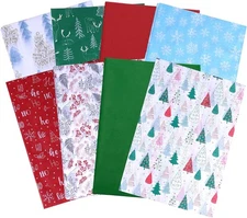 Christmas Tissue Paper, 80 Sheets, 20x20 Inch, 8 Designs, Holiday Patterns, Red 
