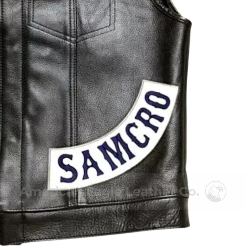 Men's Black Charlie Hunnam Sons of Anarchy SOA Jax Teller Biker Leather Vest USA - Image 3 of 4