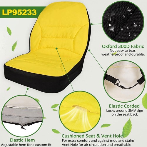 Cubierta de asiento de tractor utilitario compacto grande 18" con licencia LP95233 para John Deere - Imagen 3 de 13