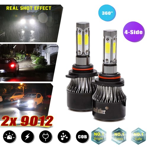 Super Bright White LED Headlight Bulbs Kit 2x4-sides 9012 High Low Beam 6000K - Picture 13 of 13