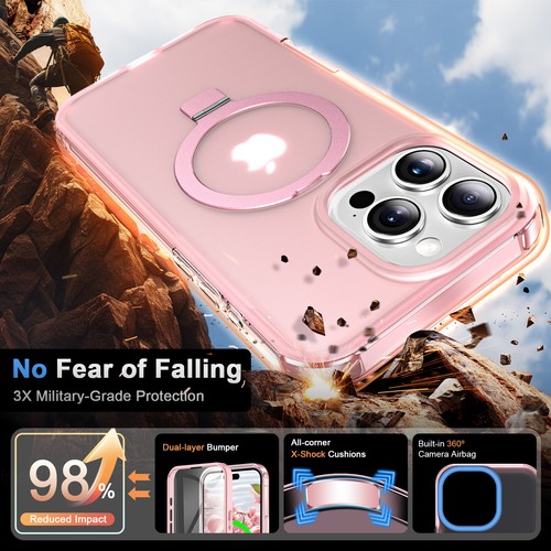 MagSafe Slim Handyhülle für iPhone 16 Pro Max 15 14 13 Matt Ring Ständer Cover - Bild 7 von 13