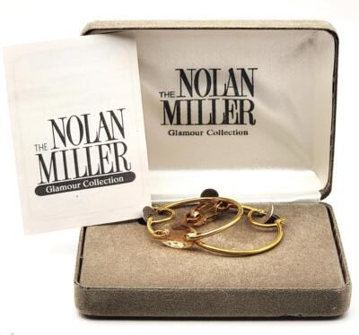 NIB Nolan Miller Glamour Kollektion Smoky Crystal Hoop Form Durchbohrte Ohrringe