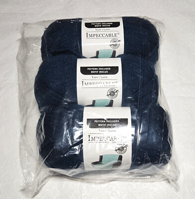 Loops & Threads Impeccable Yarn - 3 Pk - NIP - #4 Wt - Sapphire Blue