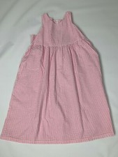 NEW Lands' End Pink White Seersucker Striped Dress 12 Girls