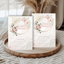 WEDDING INVITATIONS BLANK GOLD & BLUSH ROSE, MARBLE PRINT, PACKS OF 10