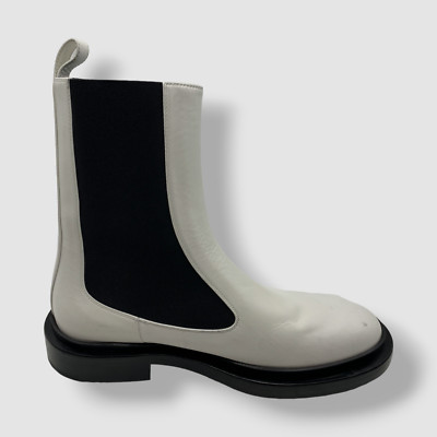 $1190 Jil Sander Women's White Leather Chelsea Boot Shoes Size 37.5