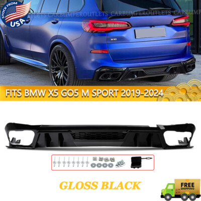 Glossy Black Rear Bumper Lip ABS Diffuser Kit Fits BMW X5 G05 M Sport 2019-2024