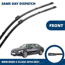 Front Windscreen 22" 22" Flat Aero Wiper Blades Pair for Mercedes C-Class 14-21