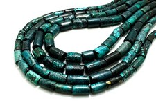 Natural Genuine Blue Turquoise Smooth Tube Cylinder Gemstone Beads - PGS401