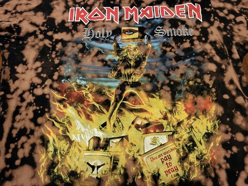 Vintage Iron Maiden Holy Smoke Bleached T Shirt - Picture 2 of 5