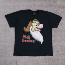 Vintage Disney Grumpy Dwarf Snow White Large Solid Black Short Sleeve T-Shirt