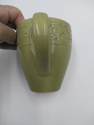 Pier One Stoneware Coffee Mug Antique Floral Tea Coffee Cup Mint Green - Picture 7 of 13