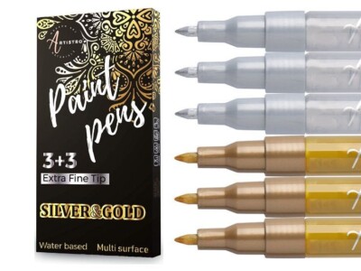**SALE*** 5 packs *** 3 Gold & 3 Silver Extra Fine Tip Markers ***LOT*** 30 PENS