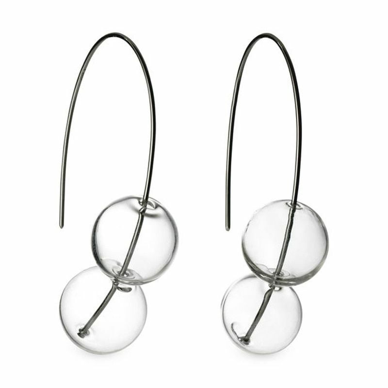 Set collana e orecchini bolla vetro breve stile artistico multistrato matrimonio perle foto 4