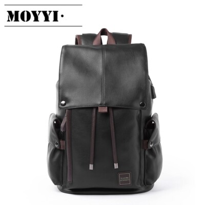 USB Charge Leather Backpack Bag Men Waterproof Casual Mochila Travel schoolbag